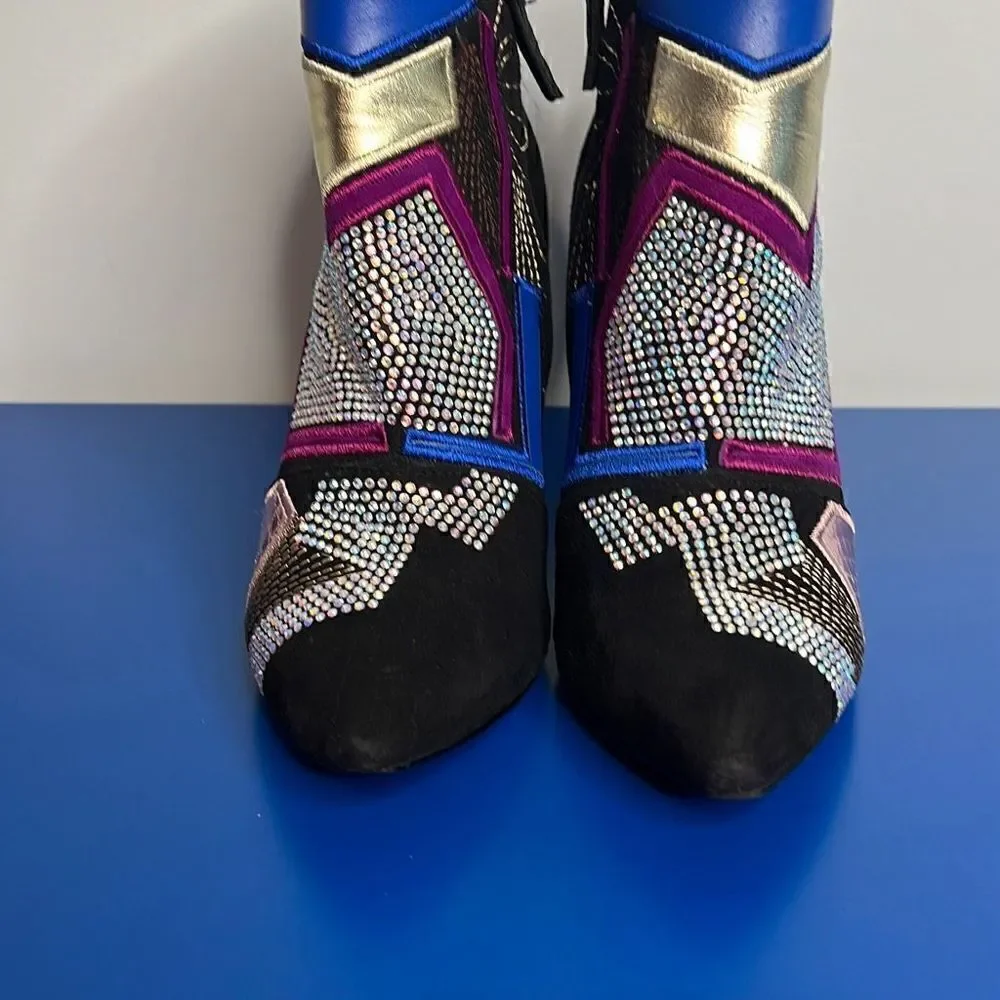 Giuseppe Zanotti Crystals Patchwork Ankle Boots